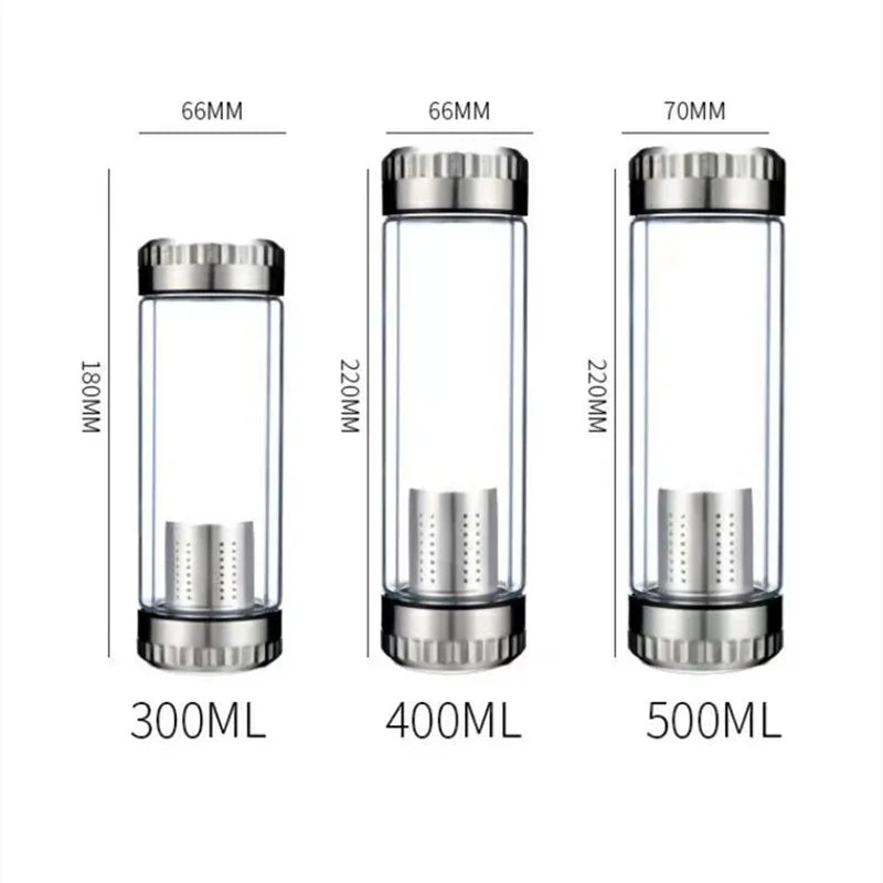 Glass Stainless Steel Tea Infuser Water Bottle - 600m