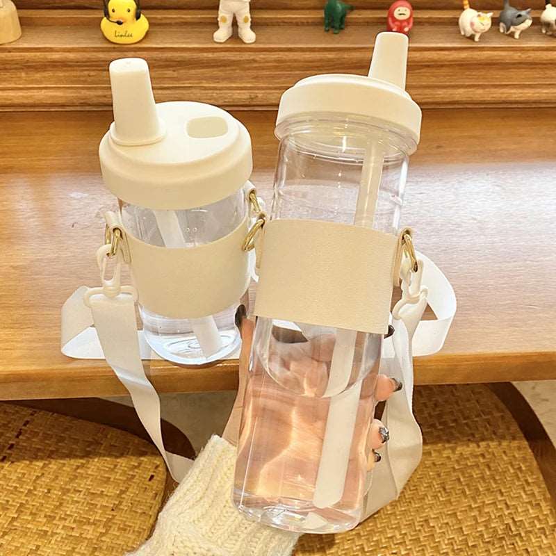 Kawaii Bubble Tea Glass Bottle with Straw & Boba PU Sleeve – Large, BPA-Free