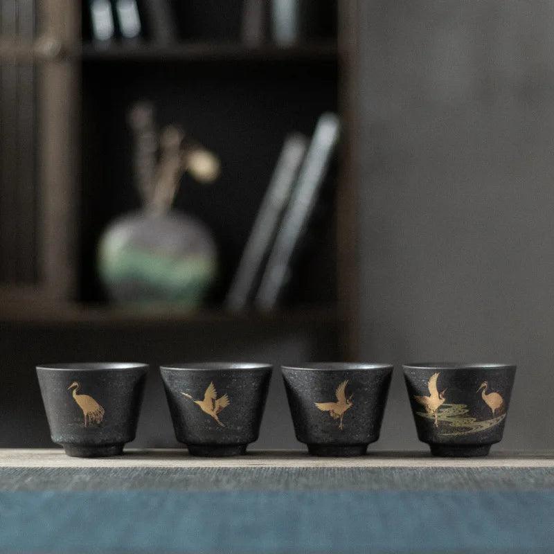 "Ruihe" Handmade Ceramic Japanese Style Stoneware Kiln Baked Glow Master Tea Cup Set - VM THE MODEL