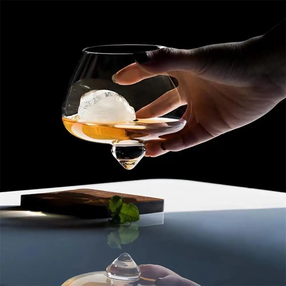 1 Pc Irregular Whiskey Rotating High Belly Down Glass