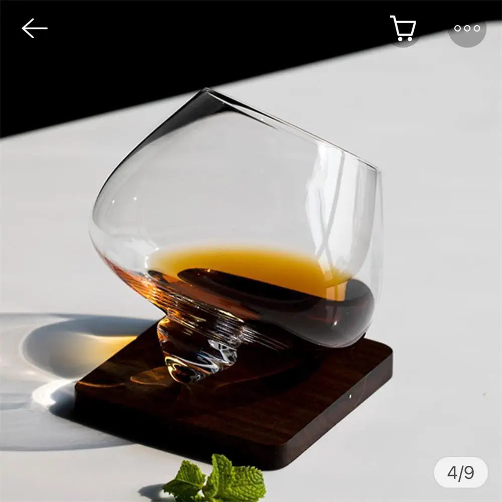 1 Pc Irregular Whiskey Rotating High Belly Down Glass