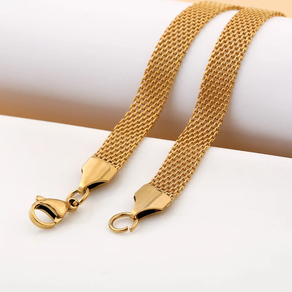 Fashion Fine Stainless Steel  8MM Snake Bone Chain Geometric Beaded Bracelet