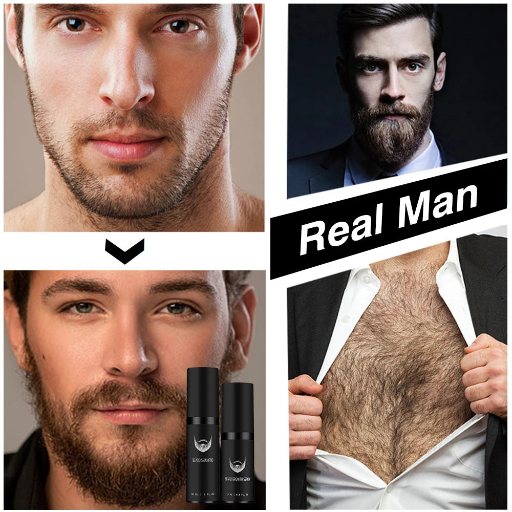 4pcs/Set Beard Growth Oil For Men Beard Growth Serum Roller Comb Kit