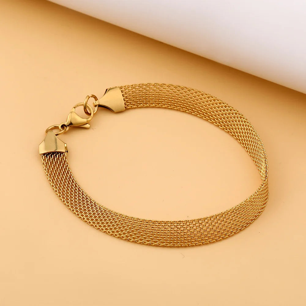 Fashion Fine Stainless Steel  8MM Snake Bone Chain Geometric Beaded Bracelet