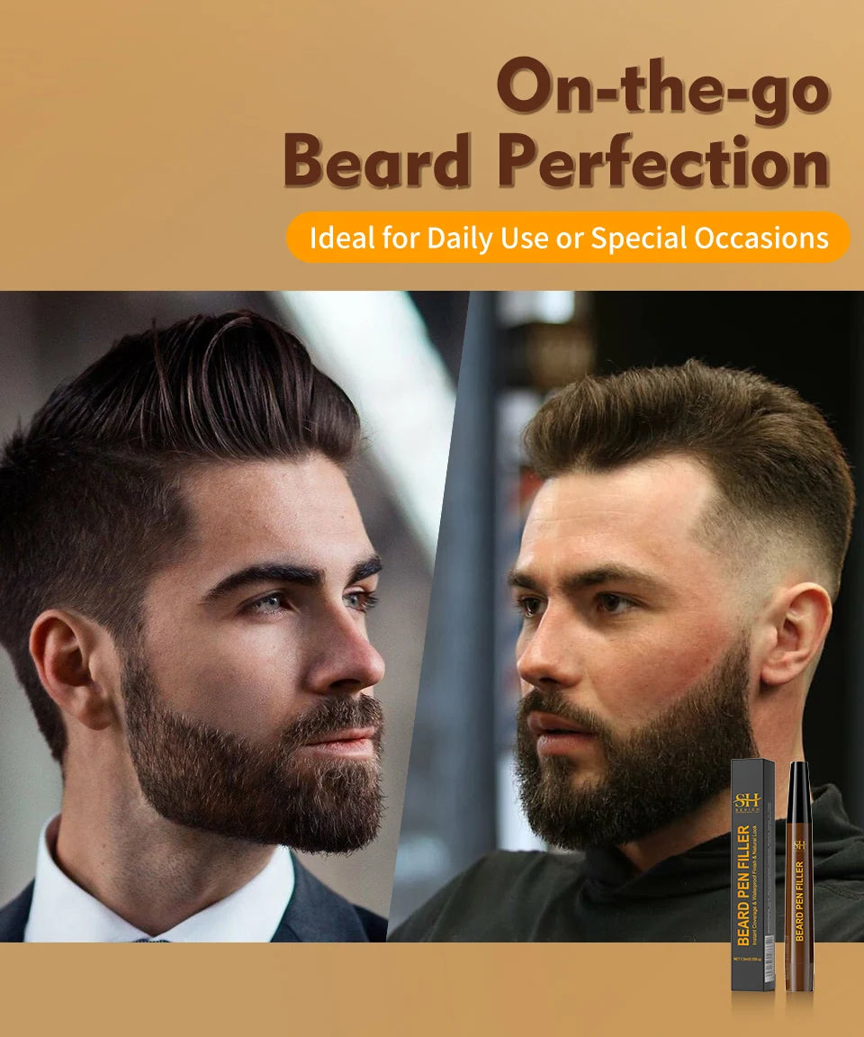 Beard - Moustache Filler Pen Waterproof Hairline Enhancer Black Fibre for Men