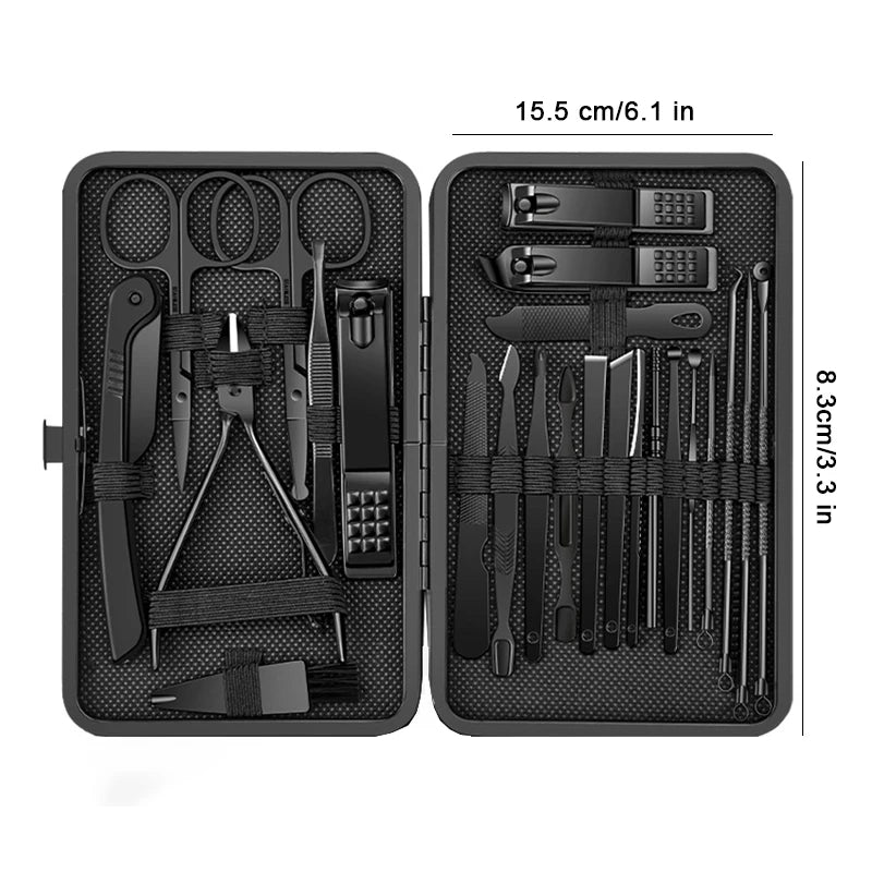 Household Stainless Steel 8/12/15/20/24 pcs Manicure Cutters Nail Clipper Set