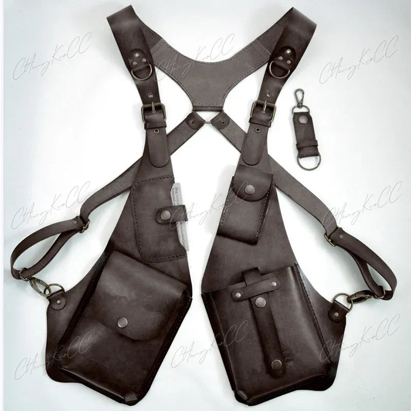 Medieval Leather Harness Holster Pouch Bag Viking Cosplay Wallet Festival Gear