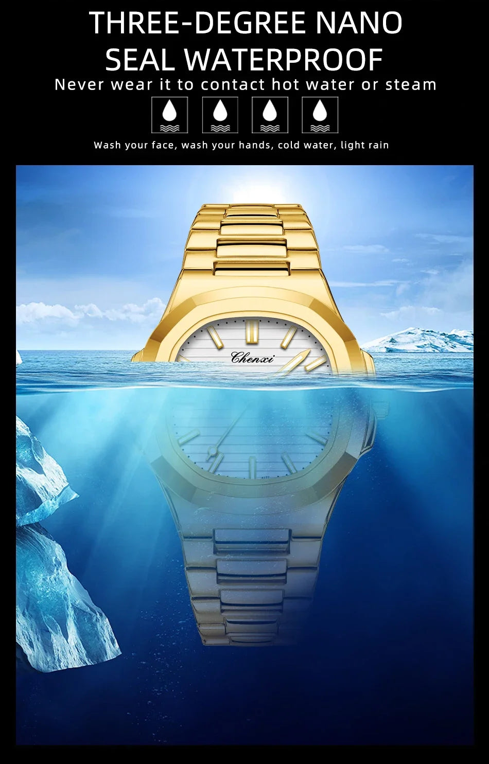 Men Fashion Steel Luminous Casual Business Watch