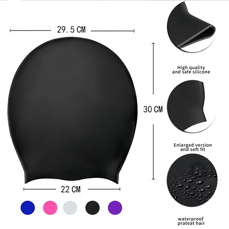 Large Swimming Cap for Long Hair Braids Dreadlocks Curls Unisex
