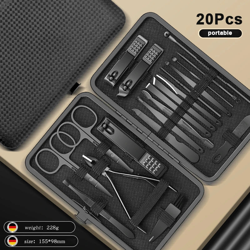 Household Stainless Steel 8/12/15/20/24 pcs Manicure Cutters Nail Clipper Set