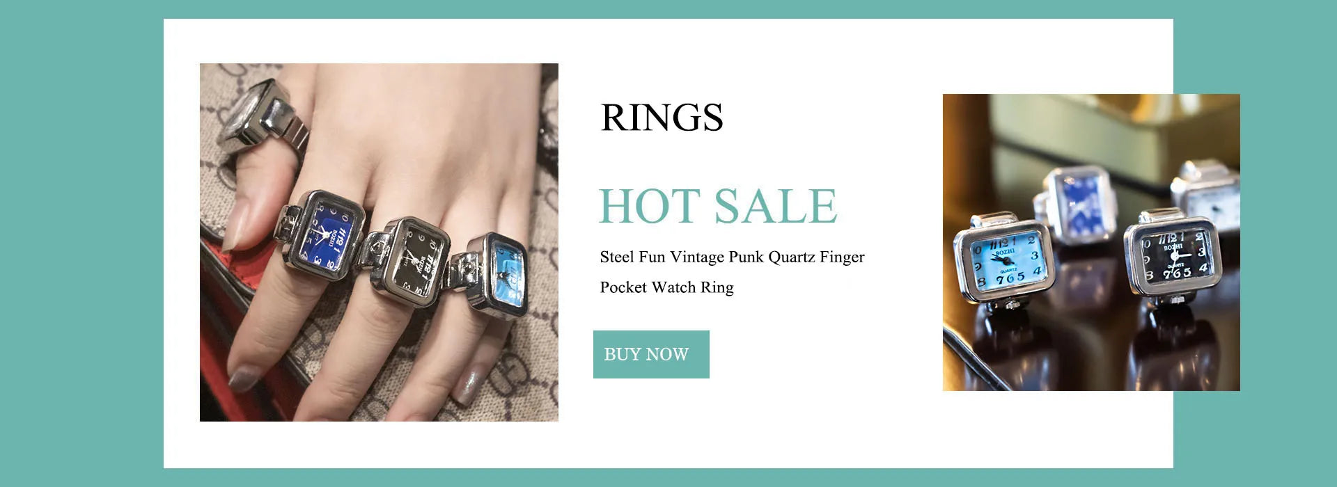 Vintage Unisex Punk  Steel Finger  Watch Ring