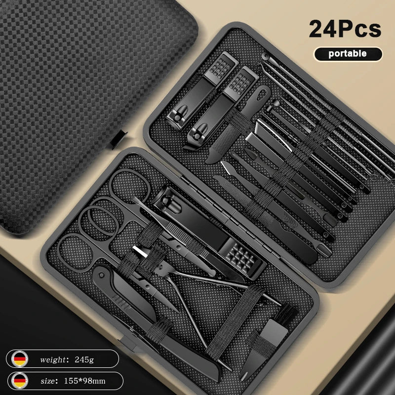 Household Stainless Steel 8/12/15/20/24 pcs Manicure Cutters Nail Clipper Set