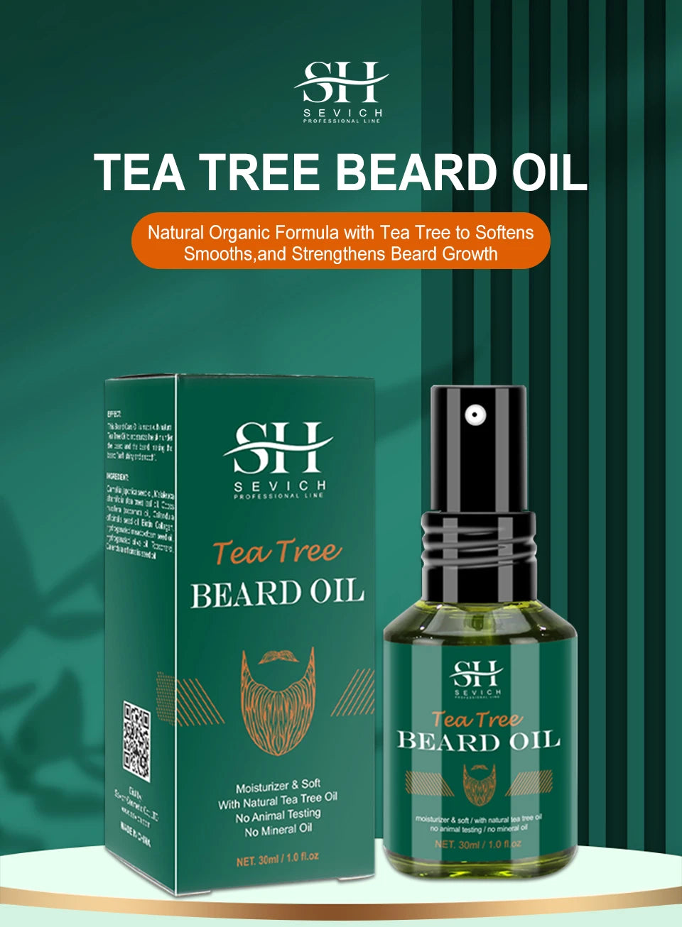Men Biotin Beard Oil Natural Tea Tree Nourishing Regrowth Oil