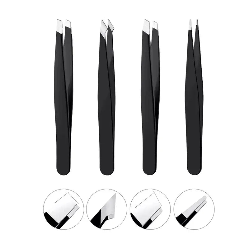 4 Pack Professional Stainless Steel Tweezers Set