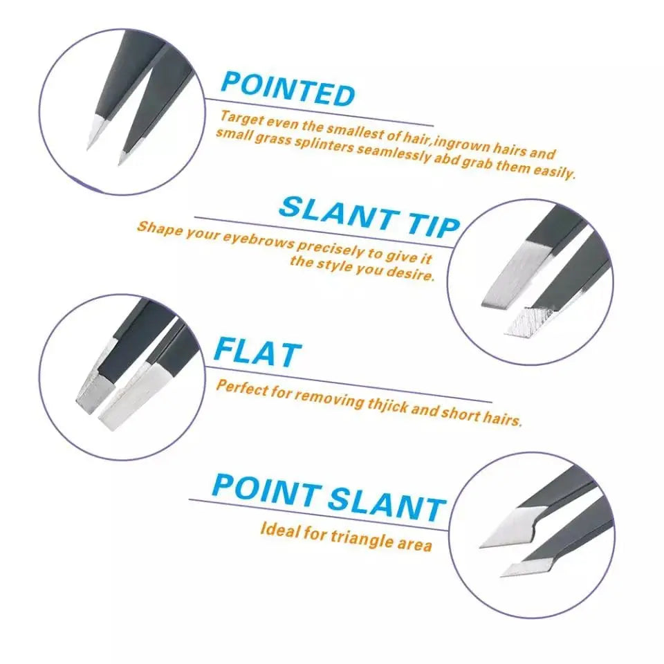 4 Pack Professional Stainless Steel Tweezers Set