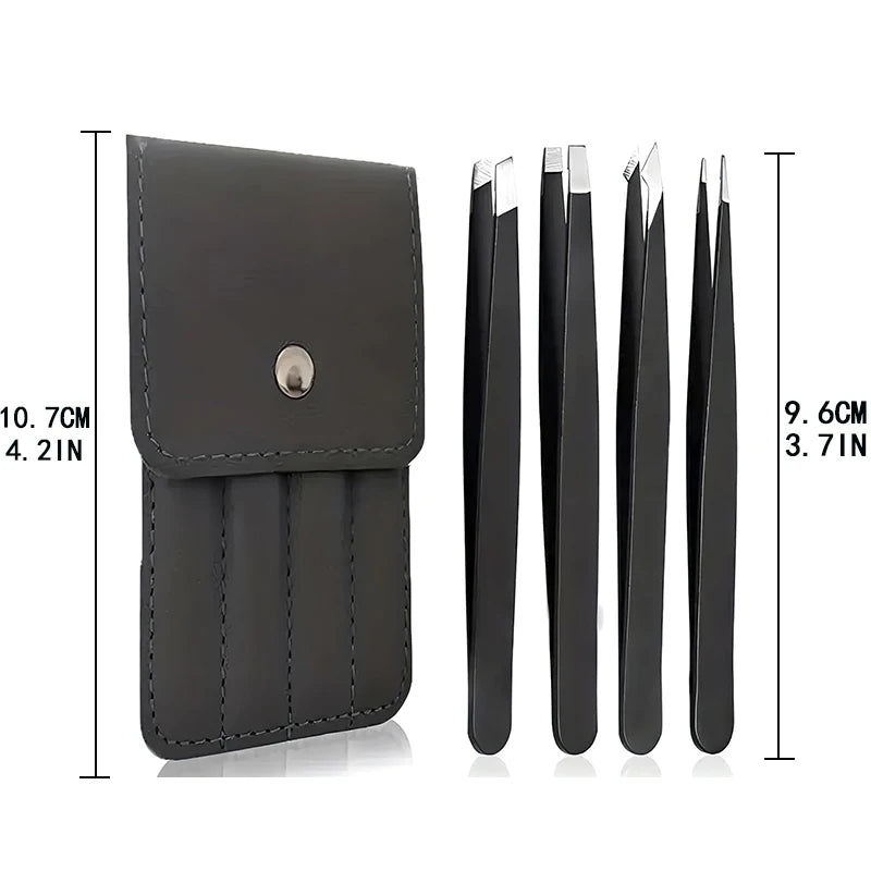 4 Pack Professional Stainless Steel Tweezers Set