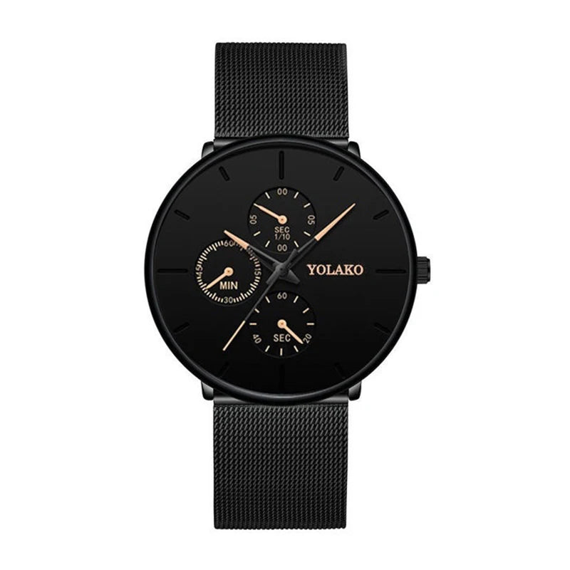 Luxury Business Men Fashion Watches Ultra Thin Steel Mesh Belt