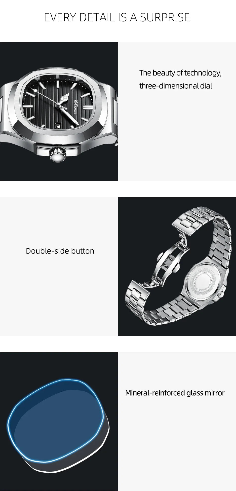 Men Fashion Steel Luminous Casual Business Watch