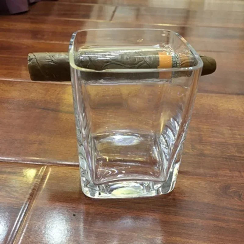 1 Pcs Of 12.85 oz Indented Cigar Rest Whiskey Glass