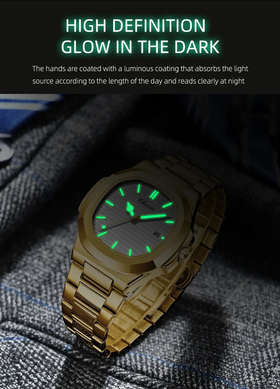 Men Fashion Steel Luminous Casual Business Watch