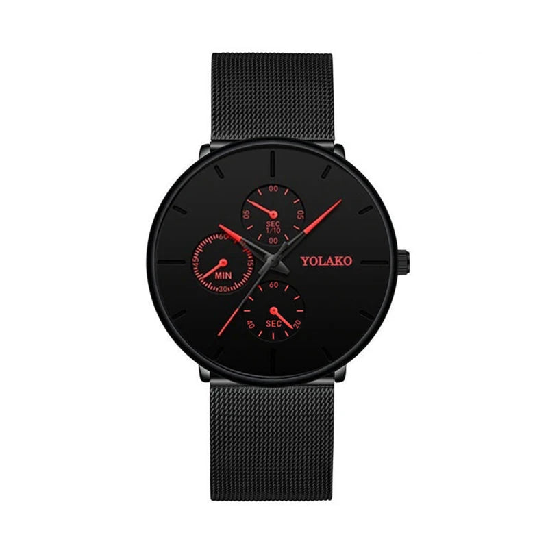 Luxury Business Men Fashion Watches Ultra Thin Steel Mesh Belt
