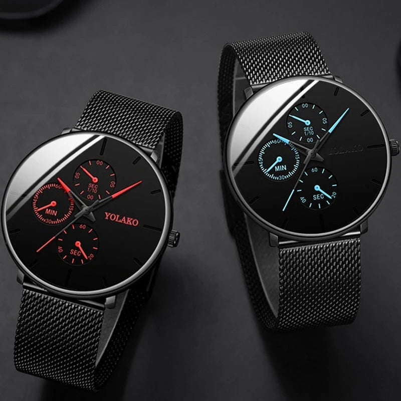 Luxury Business Men Fashion Watches Ultra Thin Steel Mesh Belt