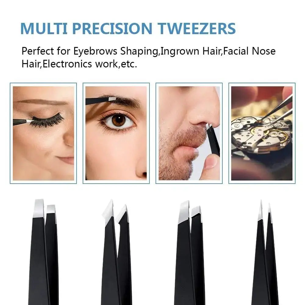 4 Pack Professional Stainless Steel Tweezers Set
