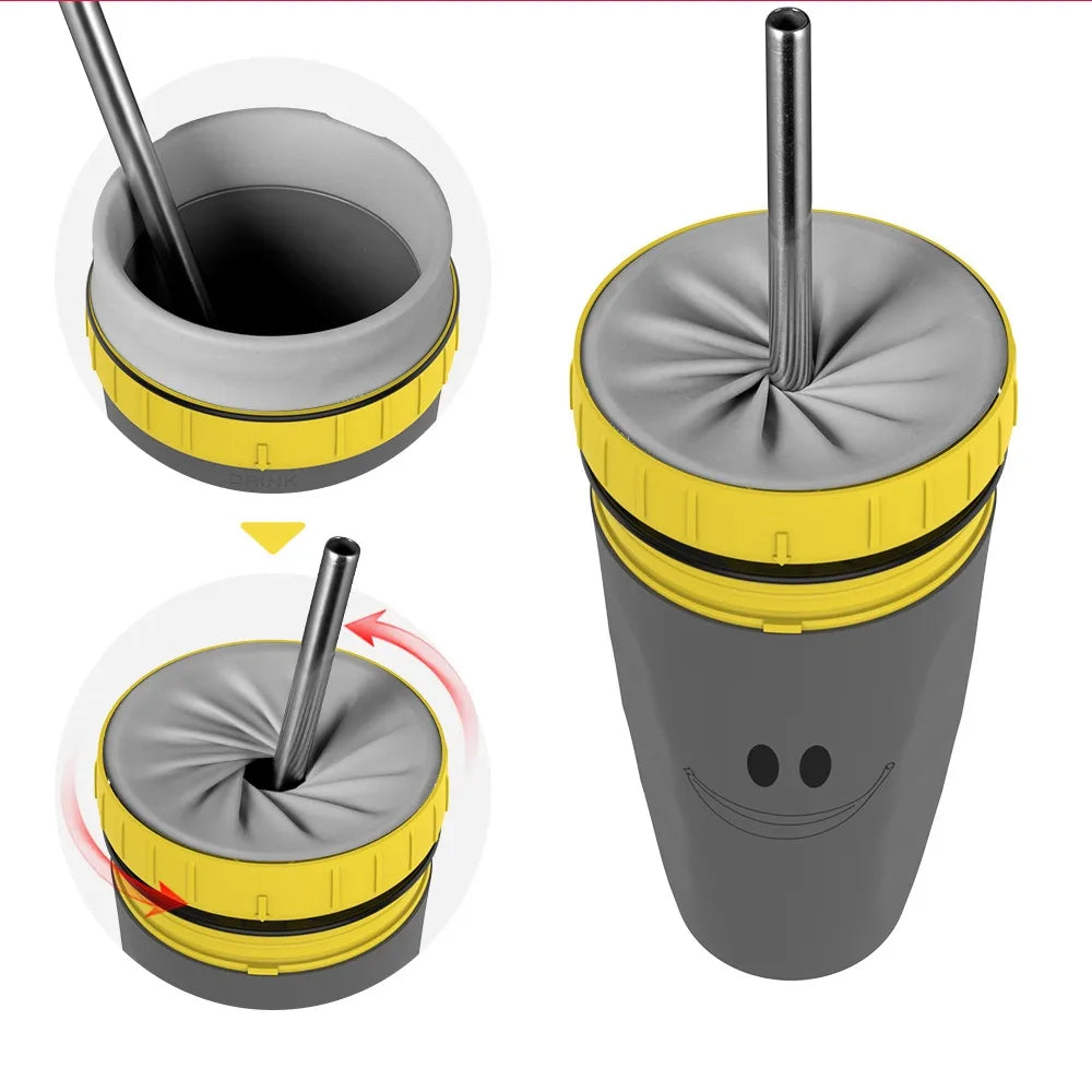 Portable Twist-Lid Thermos Cup with Straw - BPA-Free, Ideal for Coffee, Juice, and Water