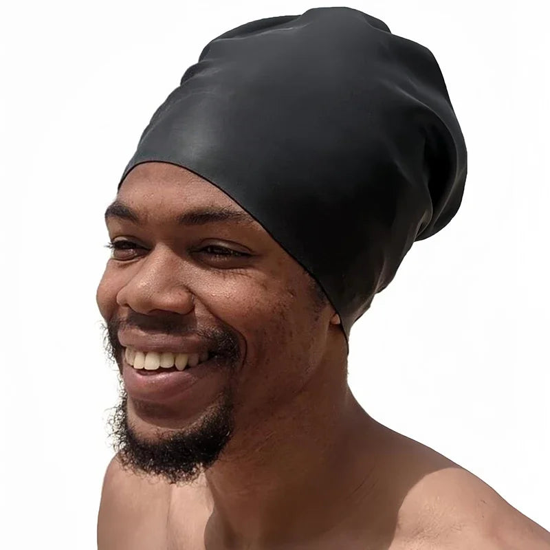 XL Silicone Swim Cap – Waterproof for Long Hair, Braids, Locs & Curls
