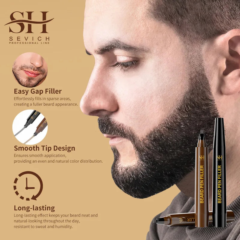Beard - Moustache Filler Pen Waterproof Hairline Enhancer Black Fibre for Men