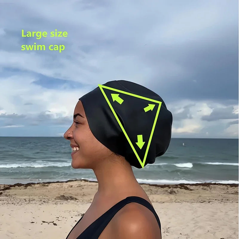 Large Swimming Cap for Long Hair Braids Dreadlocks Curls Unisex