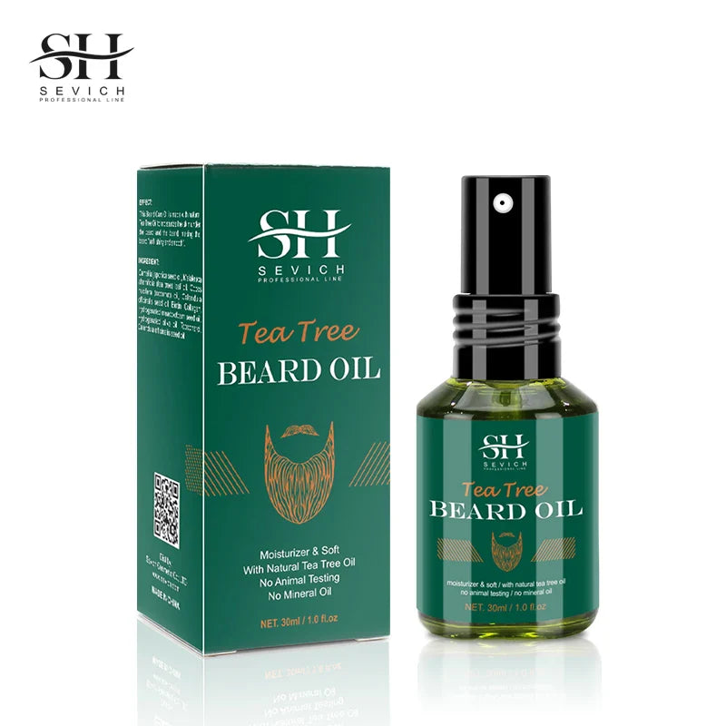Men’s Biotin Beard Oil Natural Tea Tree Growth Serum Nourishing Regrowth & Thickening