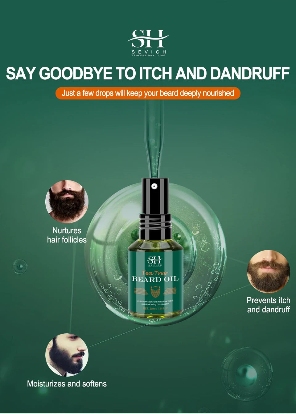 Men Biotin Beard Oil Natural Tea Tree Nourishing Regrowth Oil