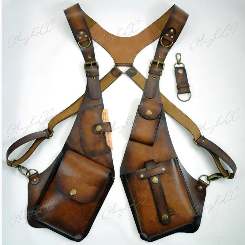 Medieval Leather Harness Holster Pouch Bag Viking Cosplay Wallet Festival Gear